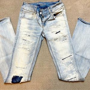 Destroyed Denim Artist Flare American Eagle Jeans